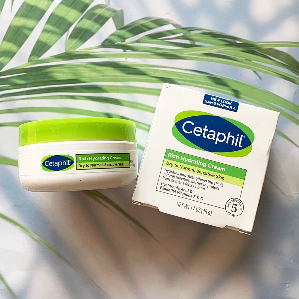 (Cetaphil®) Rich Hydrating Cream Dry to Normal Sensitive Skin 48 g  เซตาฟิล ครีมสำหรับผิวหน้า และผิวบอบบางแพ้ง่าย
