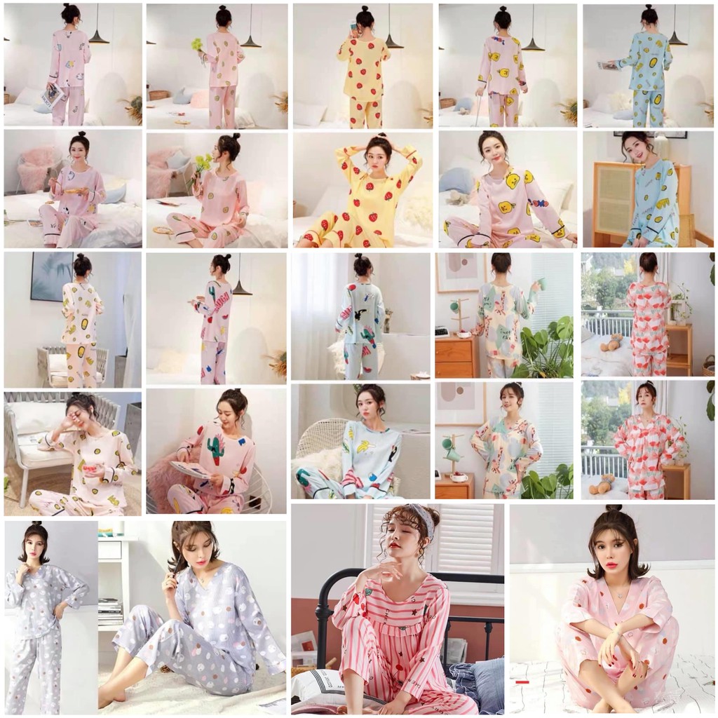 ชุดนอนผ้า Cotton ชุดนอนผู้หญิง ชุดนอนแขนยาวขายาว ชุดนอนน่ารักๆ ชุดนอนสีสันสดใน ชุดนอนคุณภาพ ชุดนอนลายการ์ตูน ชุดนอน