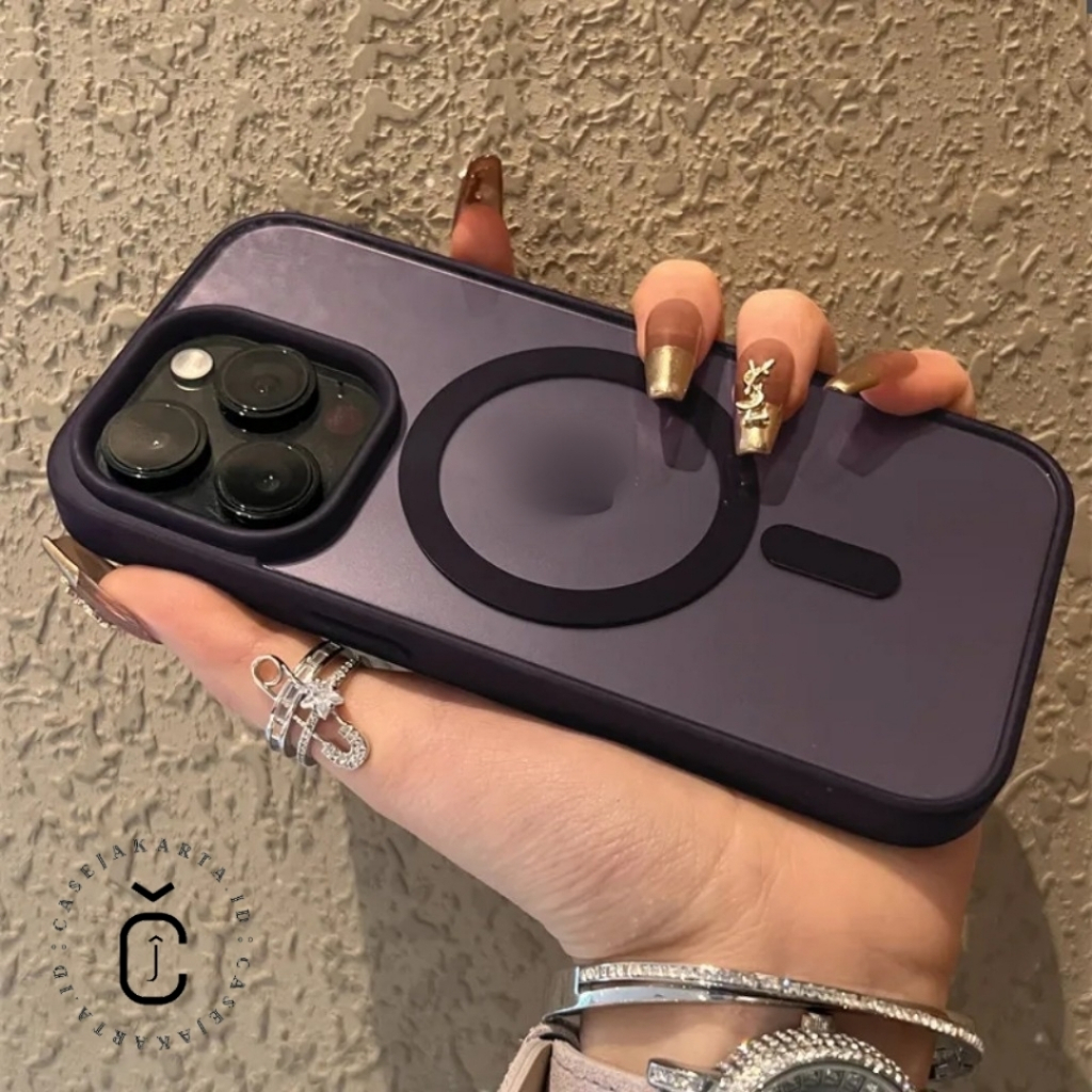 (MAG) - IPHONE X XS XS MAX XR 11 11 PRO 11 PRO MAX 12 12 PRO 12 PRO MAX 13 13 PRO MAX 14 14 MAX 14 PLUS 14 PRO 14 PRO 14 PRO MAX 15 15 15 15 15 15 15 15 15 15 PRO 15 PLUS 15 PRO MAX - DEEP PURPLE MAGSAFE EDITION MATTE CASE ANTI YELLOW CLEAR ACRYLIC