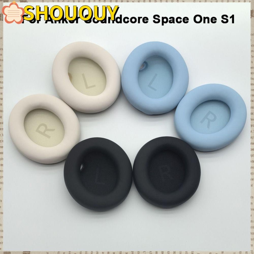 Shouuy 2 ชิ้นแผ่นรองหูฟัง,ฟองน้ําโฟมชุดหูฟังเปลี่ยนแผ่นรองหูฟัง, Earmuff แผ่นรองหูฟัง Earmuff สําหรับ Anker Soundcore Space One S1 หูฟัง