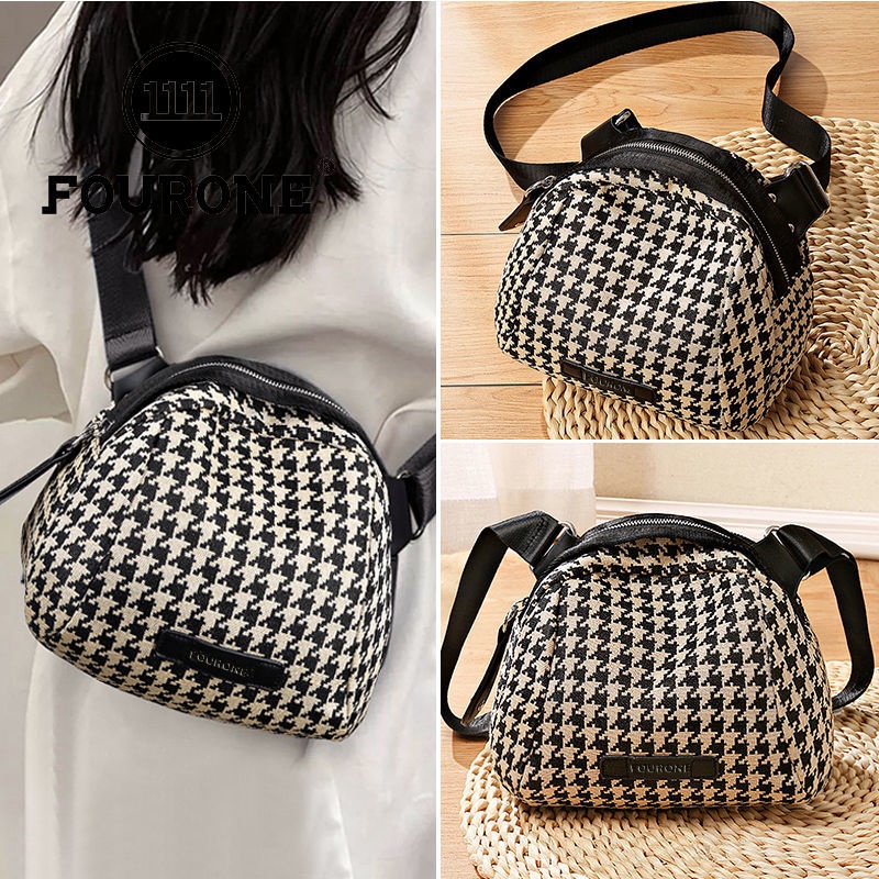 กระเป๋าCrossbodyกระเป๋าShellกระเป๋าผ้าใบกระเป๋าเกาหลีรุ่นHoundstooth Shellกระเป๋าแฟชั่นHigh-EndสุภาพสตรีCrossbodyกระเป๋าAll-Match Casualผ้าใบไหล่กระเป๋า