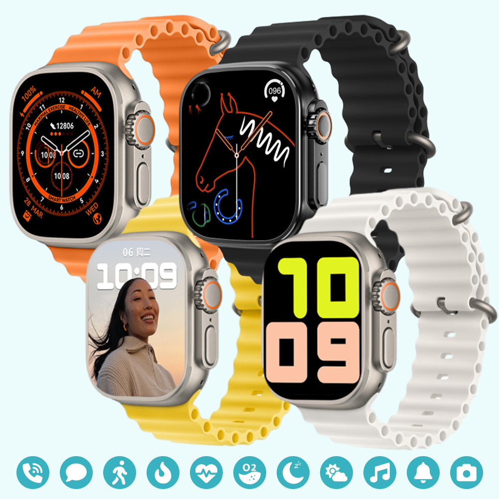 Watch 8 Ultra สมาร์ทวอทช์ดิจิตอลผู้ชาย GPS สมาร์ทวอทช์กันน้ำบลูทูธโหมดกีฬาฟิตเนสสมาร์ทวอทช์ชาร์จไร้สายสำหรับ iOS Android