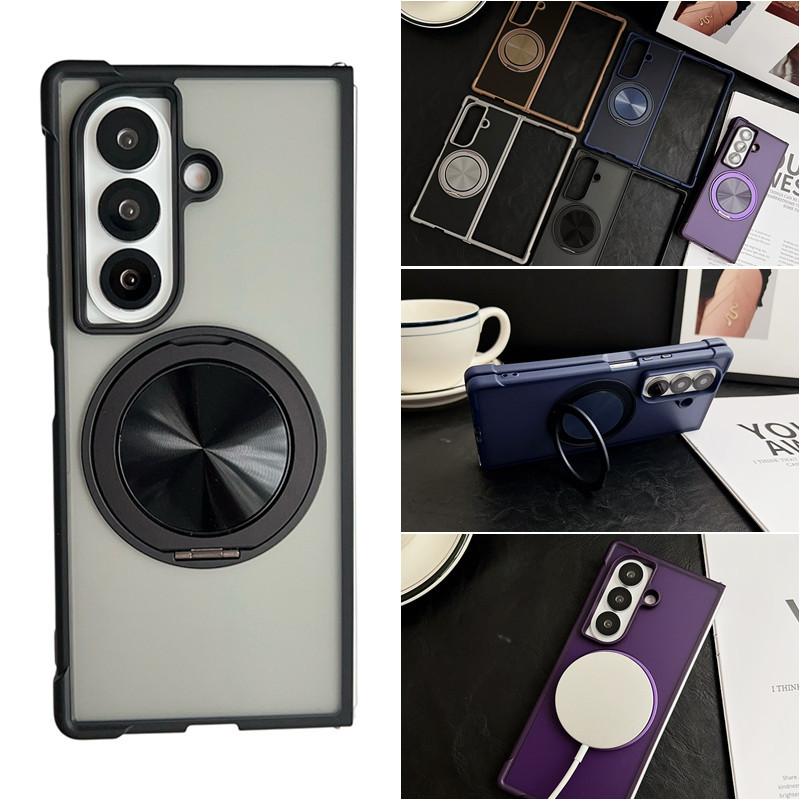 แหวนหมุนได้แม่เหล็กเคสสําหรับ Samsung Galaxy Z พับ 7 Z พับ 6 Z พับ 5 Z พับ 4 กันกระแทกปกหลัง