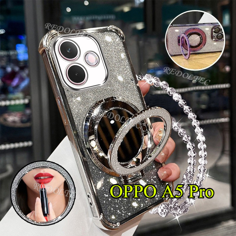 ZXCA กรณี OPPO A5 Pro 5G 4G Gradient Glitter ปลอกกระจกแต่งหน้าแม่เหล็ก Stand Holder OPPO A5Pro OPPOA5 Pro แบรนด์น้ํากรณีโทรศัพท์มือถือโทรศัพท์มือถือโทรศัพท์มือถือโทรศัพท์มือถือเดียวกันหญิง