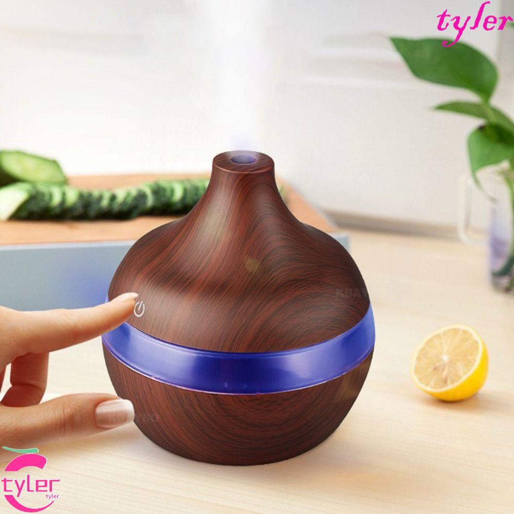 TYLER เครื่องกระจายน้ํามันอโรมา, เครื่องเพิ่มความชื้นในอากาศลายไม้ 300ML, ฟอกอากาศ|ไฟ LED สีสันสดใส น้ําหอมปรับอากาศเสียงรบกวนต่ําย้อนยุค|ห้องนั่งเล่น