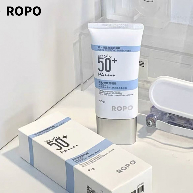 ครีมกันแดด ROPO ครีมกันแดดทางกายภาพบริสุทธิ์ SPF50+ การแยกป้องกันรังสียูวี PA+++ Persistent Moisturizing Multi-Functional การฝึกทหารสําหรับนักเรียนครีมกันแดดครีมกันแดดครีมกันแดดบํารุงผิวหน้า
