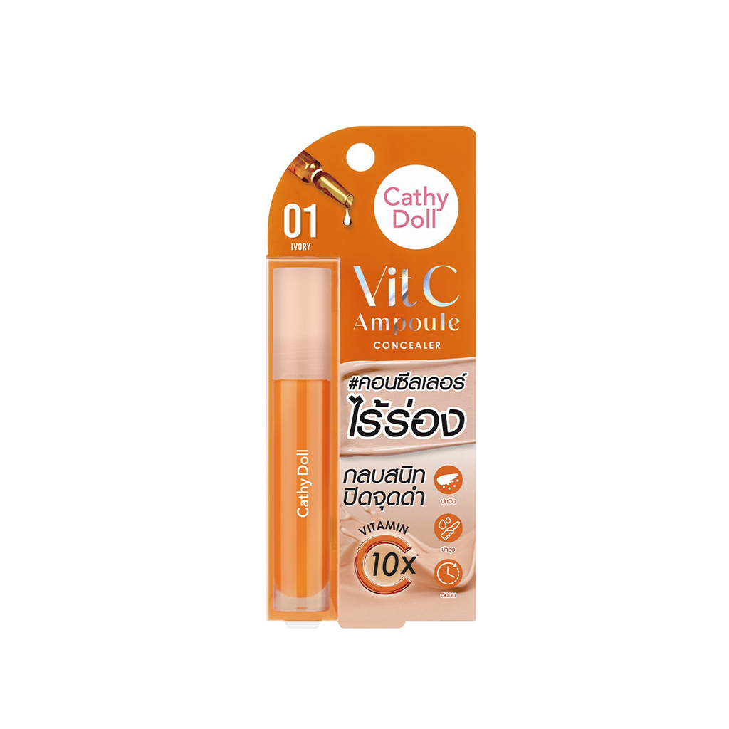 Cathy Doll Vit C Ampoule Concealer 4.1g วิตซี แอมพูล คอนซีลเลอร์ คอนซีลเลอร์ ไร้ร่อง กลบสนิทปิดจุดด่างดำ