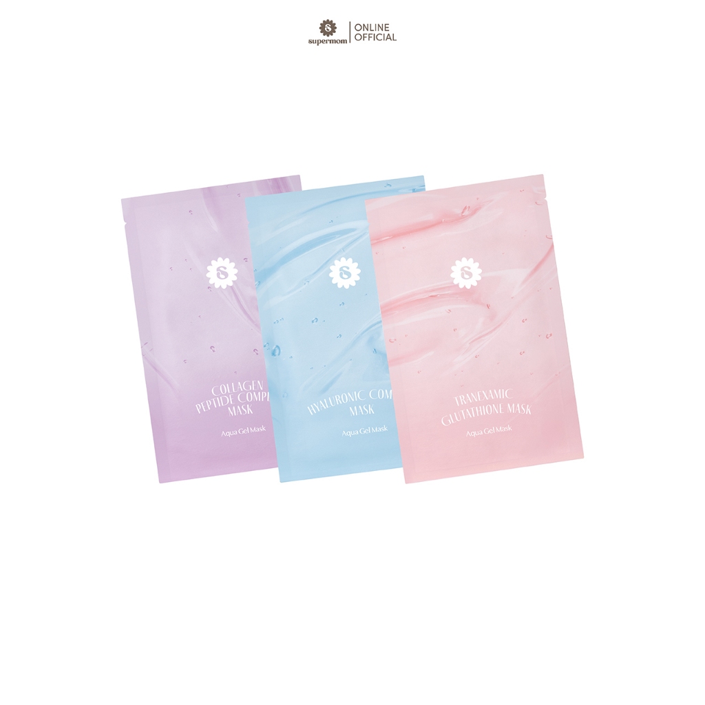 SUPERMOM l AQUA GEL MASK มาส์กชีท แผ่นบาง แนบหน้า MADE IN KOREA แบบซอง 1 แผ่น