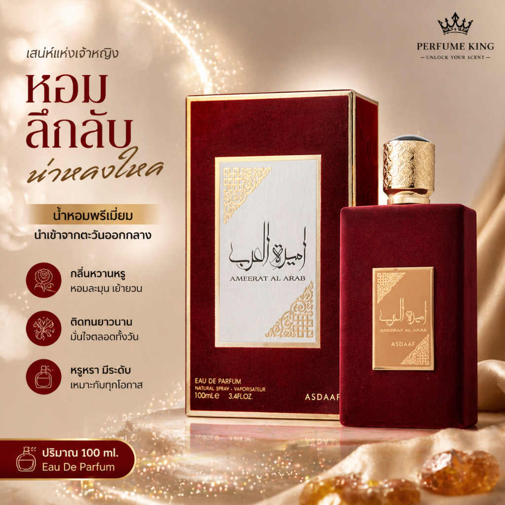 น้ำหอม ASDAAF AMEERAT AL ARAB กลิ่นหรูหราติดทนนาน สำหรับผู้หญิงผู้ชาย 100ml