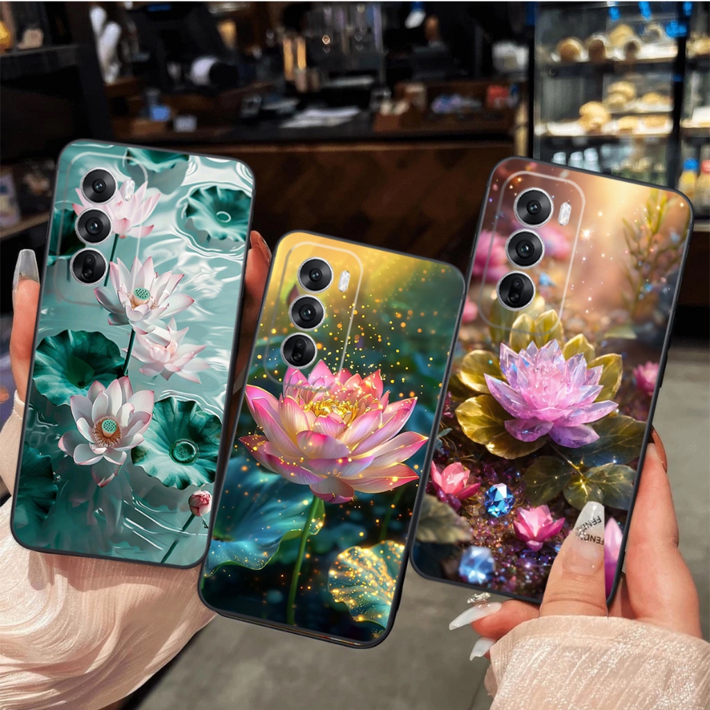 เคส Oppo Reno 12 5G, Reno 12F, Reno 12 Pro 5G พิมพ์ลายดอกบัวสวยงาม หรูหรา หรูหรา ราคาถูก